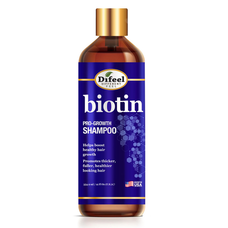 Difeel Pro-Growth Biotin Shampoo 12 oz. - for Thinning Hair and Hair Loss, Paraben-Free Shampoo with Biotin for Hair Growth