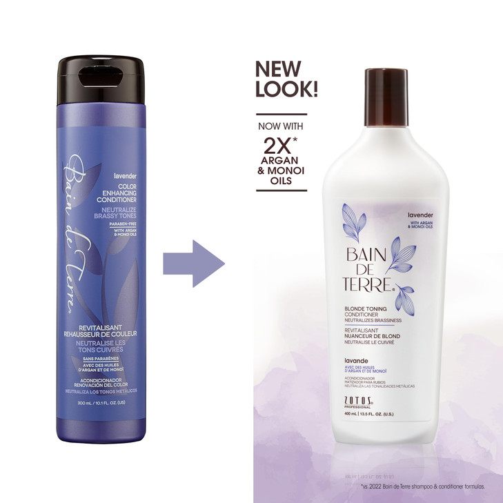 Bain de Terre Lavender Blonde Toning Conditioner Neutralize Brassy Tones for Cool Blonde Highlighted or Gray Hair with A