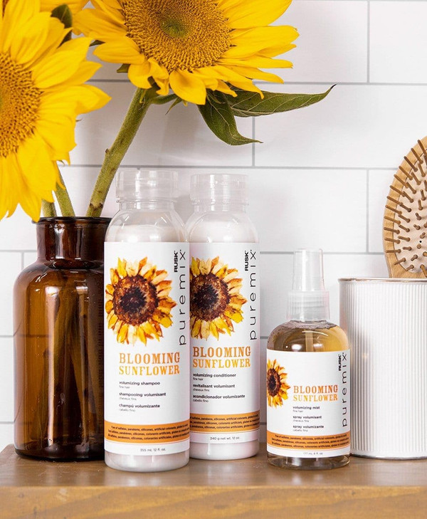 RUSK Puremix Blooming Sunflower Volumizing Conditioner Sunflower Seed Extract Maintains Moisture and Protects Color 12 o