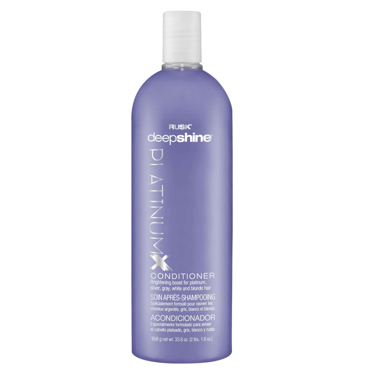 RUSK Deepshine PlatinumX Conditioner Eliminates Brassiness Brightening Boost for Platinum Silver Gray White and Blonde H