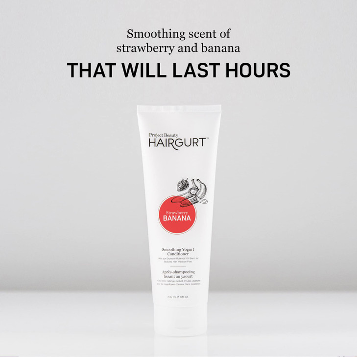 Hairgurt Strawberry Banana Smoothing Yogurt Conditioner Frizz Control for ColorTreated Hair Natural SulfateFree 8 oz