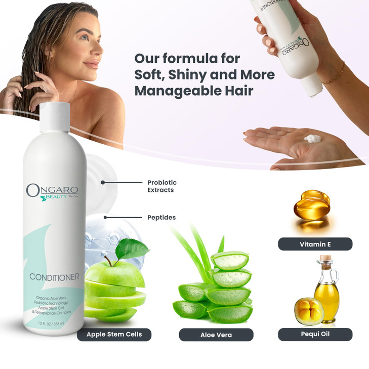 Ongaro Beauty Organic Hair Conditioner for Men Women Moisturizing Hydrating Conditioner with Aloe Vera Vitamin E Apple S