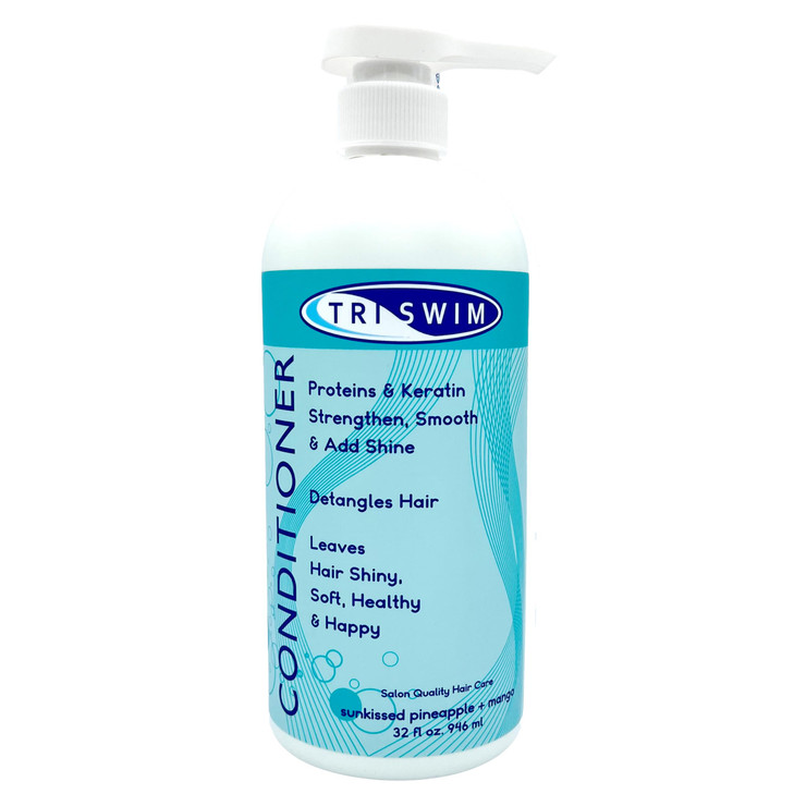 TRISWIM Swim Conditioner 32oz Hydrates Strengthens Smooths Hair Repairs Damage from Chlorine Bromine Saltwater Protein K