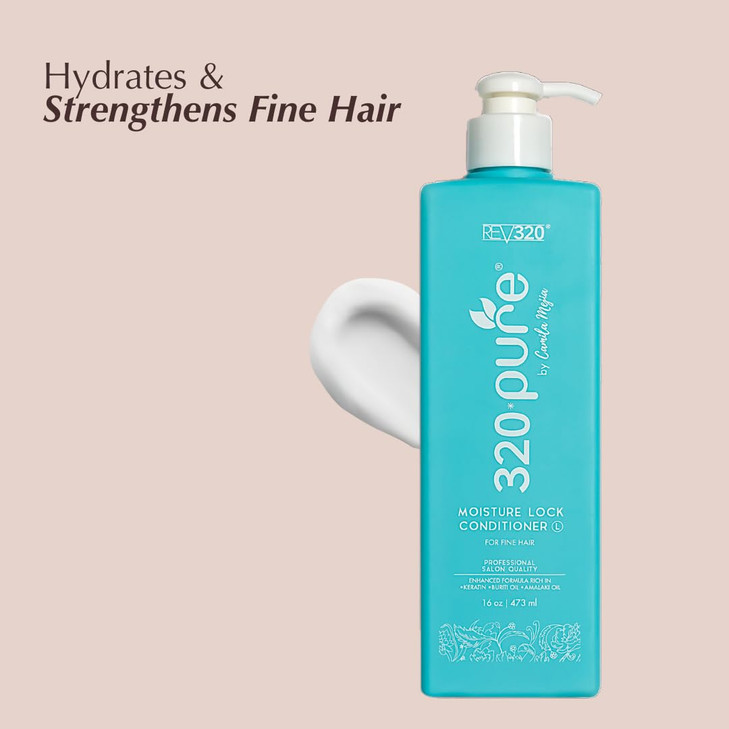 Rev320 320Pure Moisture Lock Conditioner for Fine Hair Keratin and Argan Oil Hydrating Hair Conditioner Restore Thin Dry