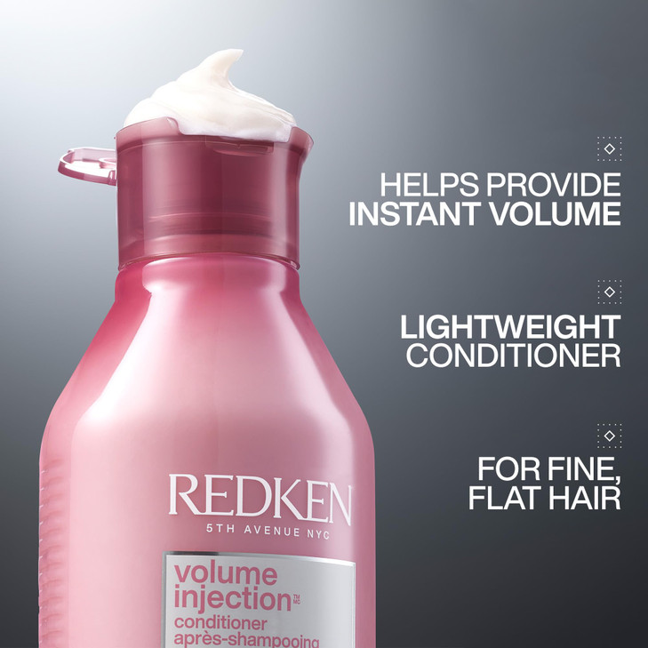 Redken Volume Injection Conditioner Lightweight Volume Conditioner For Fine Hair Detangles and Adds Volume Body to Flat