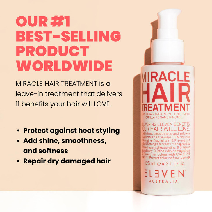 ELEVEN AUSTRALIA Miracle Leave In Hair Treatment Curly Straight Hair Care Products for Women Men Heat Protection Detangl