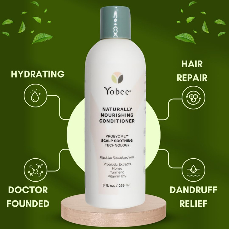 Yobee Hair Conditioner Dry Itchy Scalp Dandruff Relief Hydrating with Para Probiotics Organic Honey Turmeric Vitamin B12