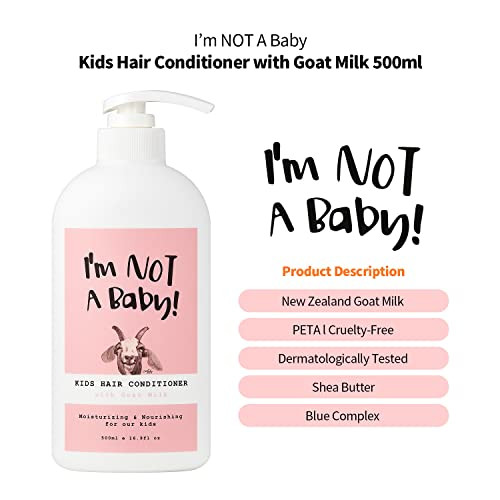 Im NOT A Baby Kids Hair Conditioner Dermatologist Tested AllergenFree Zero Silicon Goat Milk Shea Butter PETA CrueltyFre