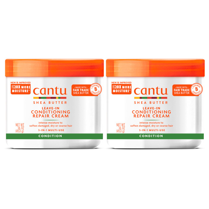 Cantu LeaveIn Conditioning Repair Cream with Shea Butter 16 oz Pack of 2