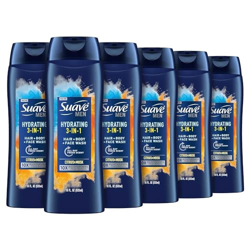 Suave Men Moisturizing Body Face and Hair Wash 3in1 For Hydrated Skin and Hair Citrus Musk scent No Parabens No Phtahalt