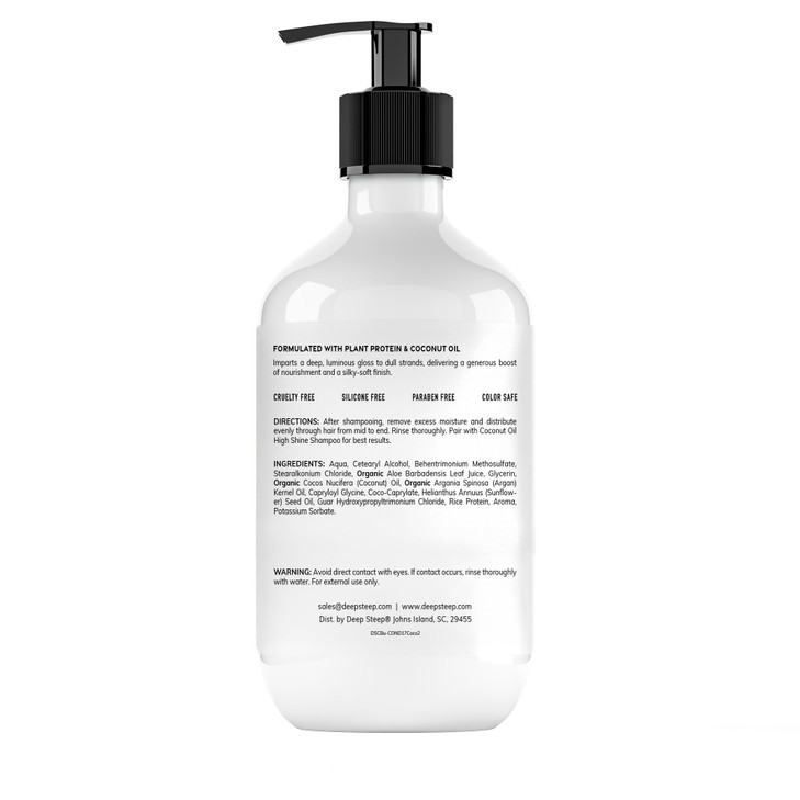 Deep Steep High Shine Coconut Oil Conditioner 17 oz Moisturizing Conditioner with Aloe Argan Oil Glycerin Rice Protein C
