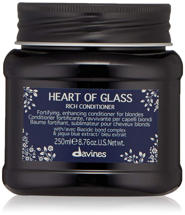 Davines Heart of Glass Rich Conditioner Fortifying Treatment for Blonde Silver Hair Biacidic Bond Complex Repairs Bright