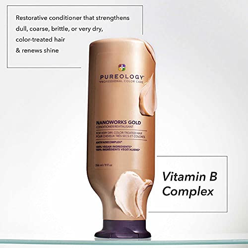 Pureology Nanoworks Gold Conditioner For Very Dry ColorTreated Hair Restores Strengthens Hair SulfateFree Vegan Updated