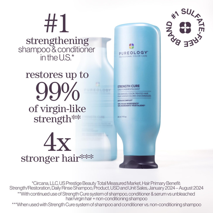 Pureology Strength Cure Conditioner For Damaged or Color Treated Hair Hair Strengthening Prevents Breakage Vegan Sulfate
