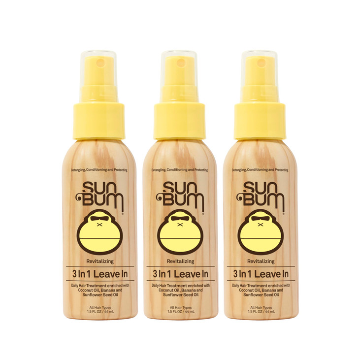 Sun Bum Revitalizing 3 in 1 Leave In Conditioner Anti Frizz Detangler Color Friendly with UV Protection Enriched with Co