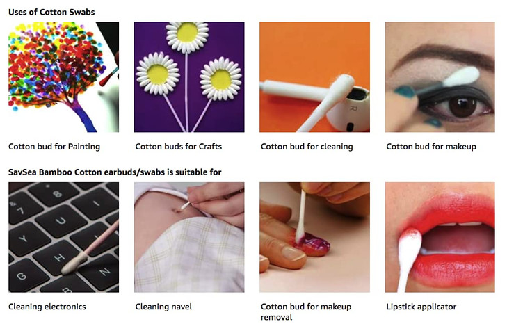 SAVSEA Bamboo Cotton Buds,Swabs, 239 Stems, 480 Swabs (Pack Of 3), Multipurpose Double Tip Cotton Swab Buds For Makeup Applicator, Correction, Remova