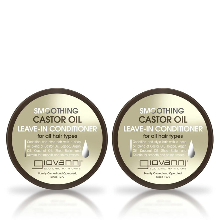 GIOVANNI Smoothing Castor Oil LeaveIn Conditioner All Hair Types Moisturize Hair Scalp Hydrate Tame Frizz Jojoba Argan O