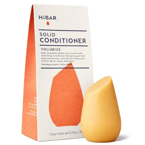 HiBAR Volumize Conditioner Bar For Thin Flat Hair Add Body Definition Volume With African Dates Vitamin B5 PlasticFree S