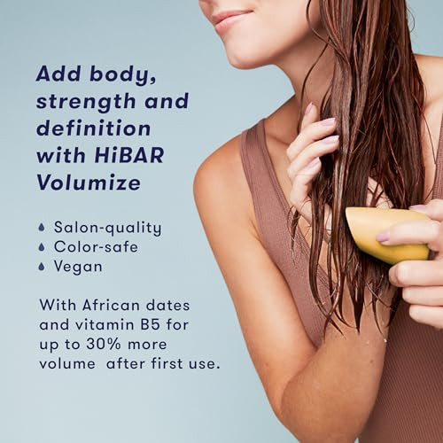 HiBAR Volumize Conditioner Bar For Thin Flat Hair Add Body Definition Volume With African Dates Vitamin B5 PlasticFree S