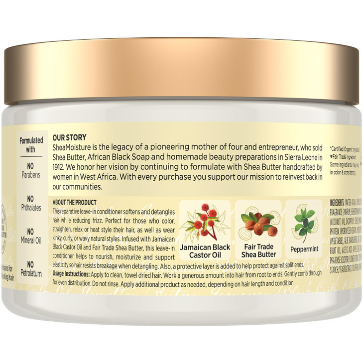 SheaMoisture LeaveIn Conditioner 3Pack Jamaican Black Castor Oil Strengthen Restore Formula for Hair Repair Frizz Contro