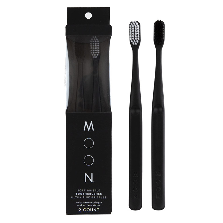 MOON Soft Bristle Toothbrush 2-Pack - Extra Soft Toothbrushes for Adults, Sensitive Gums & Teeth-Friendly - 720 Tapered Ultra-Fine Bristles per Brush