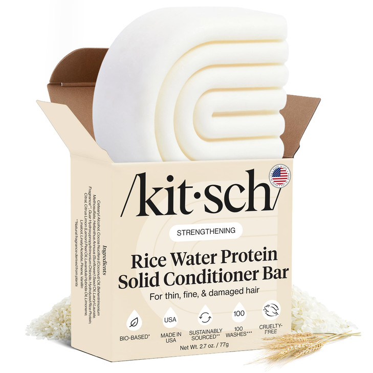 Kitsch Rice Water Conditioner Bar for Hair Growth Rice Protein Hair Conditioner Bar to Repair Damage Prevent Split Ends