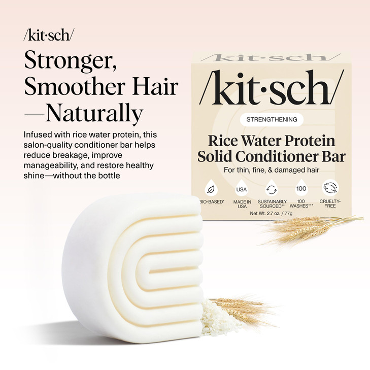 Kitsch Rice Water Conditioner Bar for Hair Growth Rice Protein Hair Conditioner Bar to Repair Damage Prevent Split Ends