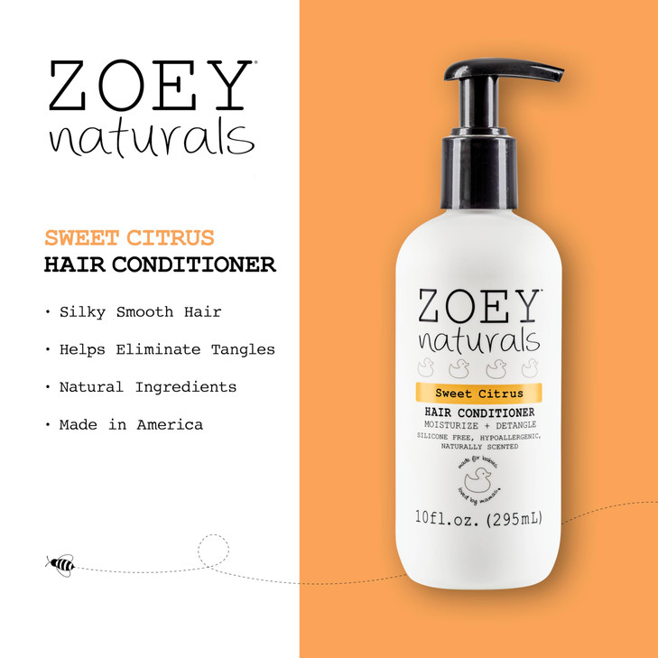 Absolutely Natural Zoey Naturals Sweet Citrus Hair Conditioner for Kids TearFree Hypoallergenic ParabenFree Cruelty Free