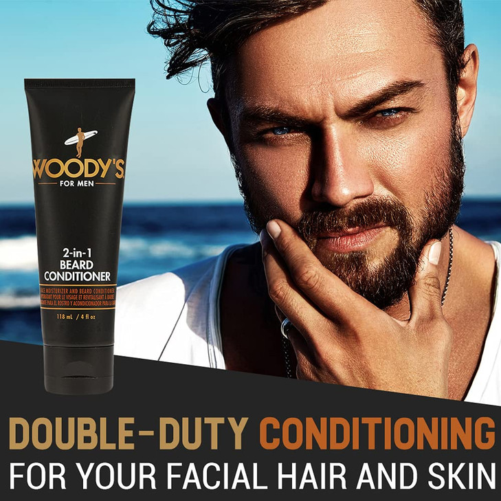 Woodys 2in1 Men Beard Conditioner Beard Wash Moisturize Softens Conditions Dry Flaky Beards Enriched With Botanical Extr