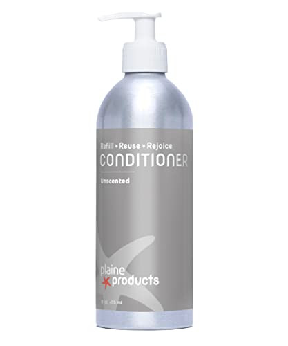 Plaine Products EcoFriendly Conditioner Unscented SulfateParabenPhthalate Free 16 oz Refillable Aluminum Bottle with Pum
