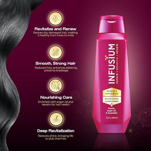 Infusium Repair and Volumize Conditioner Hair Conditioner with Collagen and Hyaluronic Acid Plumps Hair Reduces Brittlen