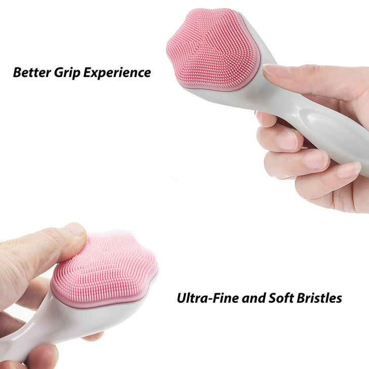 2 PC Silicone Facial Cleansing Brush Silicone Facial Scrubber Manual Exfoliating Facial Brush Face Cleanser Face Exfoliator Fine Bristles for Sensiti