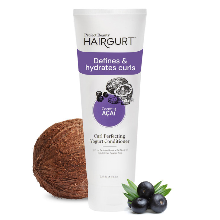 Hairgurt Coconut Acai Curl Perfecting Yogurt Conditioner Defines Curly Wavy Hair SulfateFree Natural Formula 8 oz