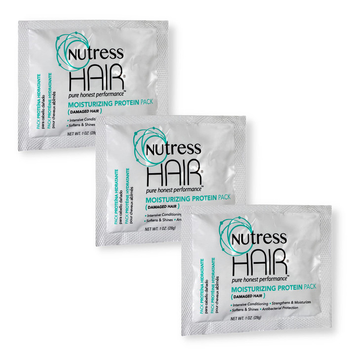 Nutress Hair Conditioner Moisturizing Protein Pack Treatment for Damaged Hair 1 oz Pack of 3