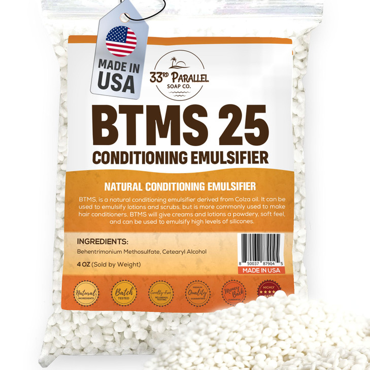 33RD PARALLEL BTMS 25 4 oz Conditioning Emulsifier Behentrimonium Methosulfate Cetearyl Alcohol Emulsifying Conditioner
