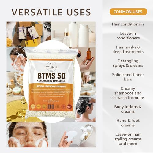33rd PARALLEL BTMS 50 2 oz Conditioning Emulsifier 100 Natural Plant Derived Behentrimonium Methosulfate Cetearyl Alcoho