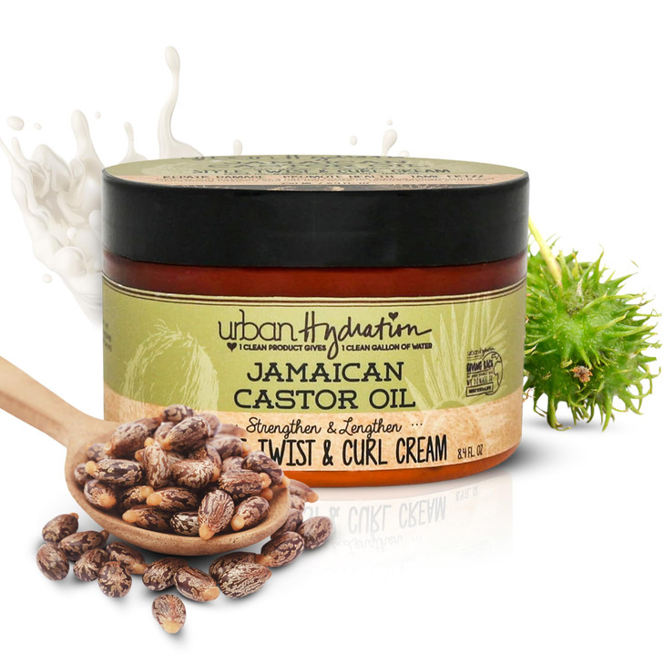 Urban Hydration Jamaican Castor Oil Curl Styling Cream Sulfate Paraben and Dye Free Moisturizes Thickens Prevents Breaka