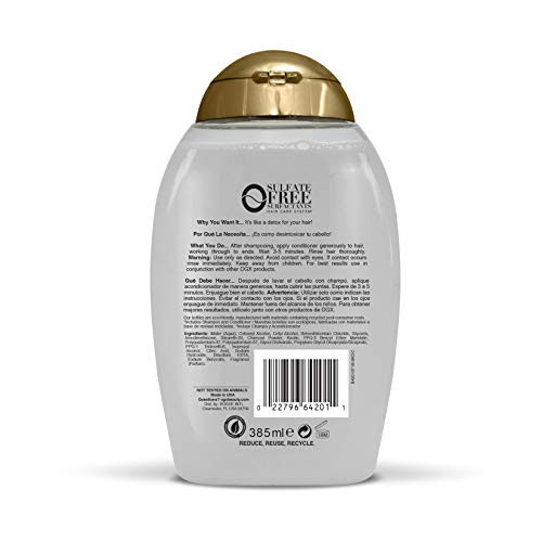 OGX Purifying Charcoal Detox Conditioner for Buildup Removal and Light Nourishment No Sulfates 13 fl oz