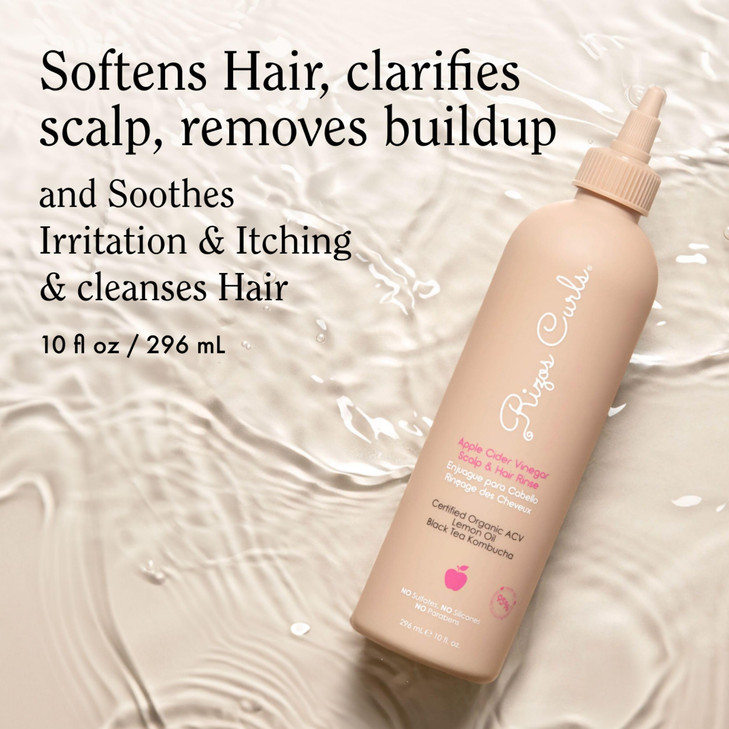 Rizos Curls Apple Cider Vinegar Scalp Hair Rinse Clarifies to Remove Product Buildup Balance Oils Revive Hair Scalp Enha