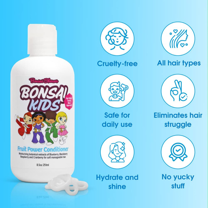 Bonsai Kids Fruit Power Conditioner Kids Toddlers Biracial Hair Daily Moistrizering Conditioner Tears free 8 oz
