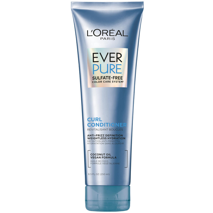 LOreal Paris Sulfate Free Conditioner for Curly Hair Lightweight AntiFrizz Hair Care with Coconut Oil EverPure 85 Fl Oz