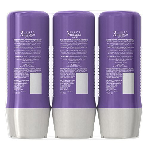 Aussie 3 Minute Miracle Moist Deep Conditioning Treatment Detangler 8 Fluid Ounces Pack of 3 Deep Conditioner
