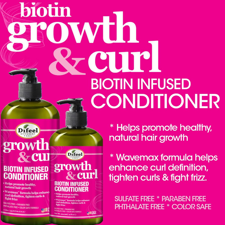 Difeel Growth and Curl Biotin Conditioner 338 oz Hair Condtioner for Curly Hair Conditioner Curly Hair