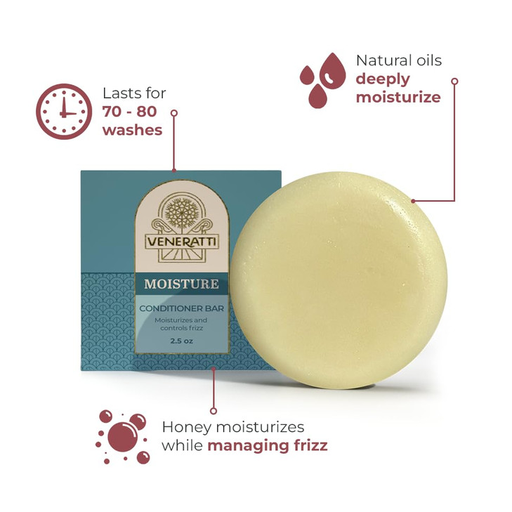 VENERATTI Conditioner Bar Vegan Made in the US For All Hair Types Solid Conditioner Free of Parabens With Mango Butter a