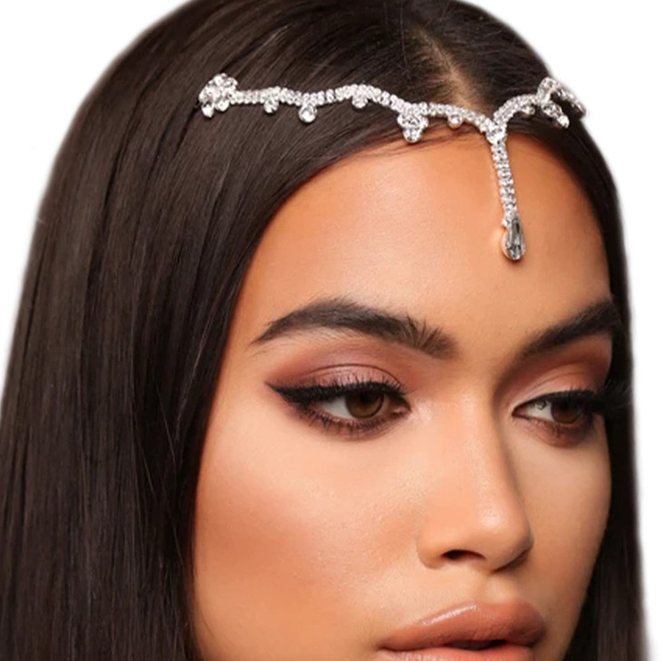 Rhinestone Head Chain Bridal Headband Chain Wedding Crystal Forehead Headband Hair Accessories for Women