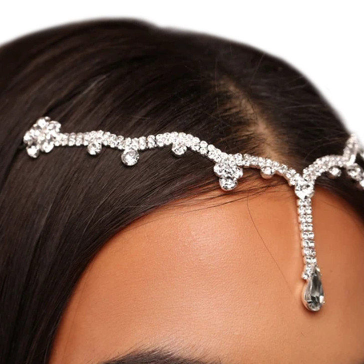 Rhinestone Head Chain Bridal Headband Chain Wedding Crystal Forehead Headband Hair Accessories for Women