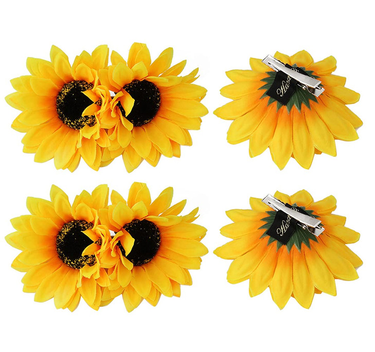 6Pcs Sunflower Hair Alligator Clips Hair Pins Hair Clamp Barrettes Wedding Bridal Hair Styling Accessories for Women Girls Hawaiian Beach Vacation Pa