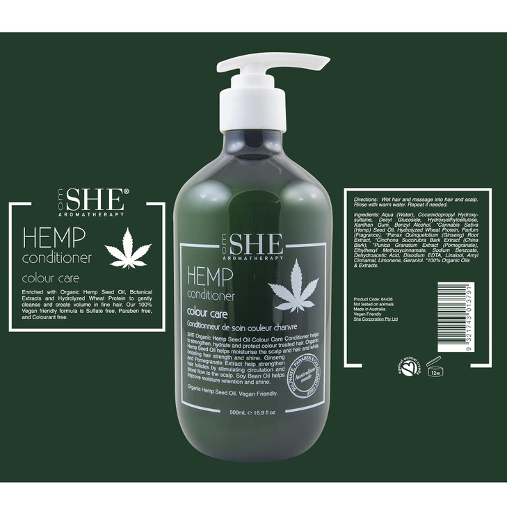 OM SHE Aromatherapy Hemp Seed Oil Conditioner Color Care