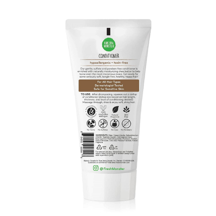 Fresh Monster Kids Hair Conditioner ToxinFree Hypoallergenic Natural Hair Conditioner for Kids Coconut 6oz