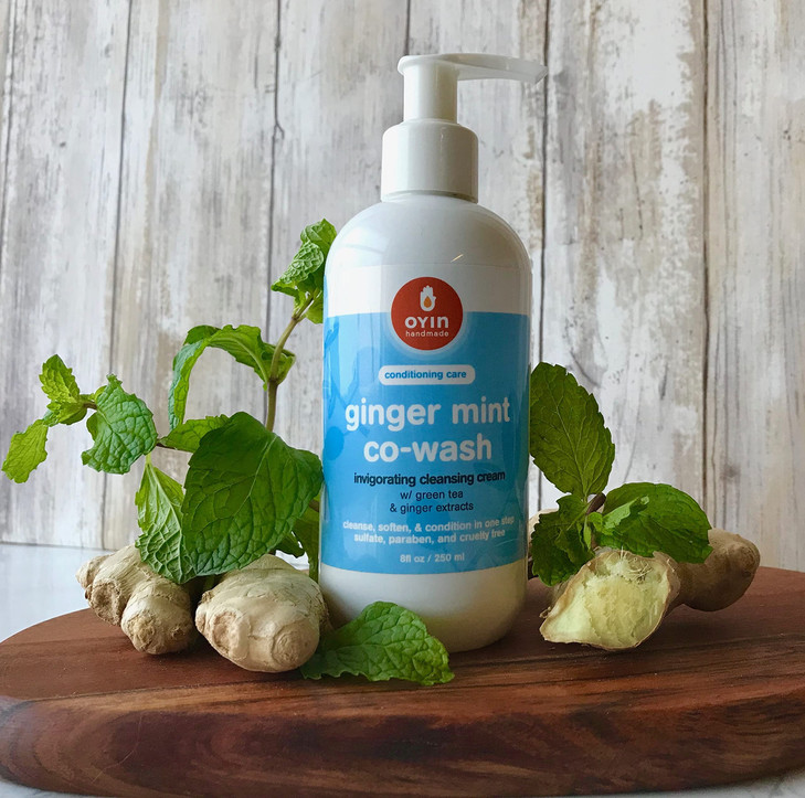 Oyin Handmade Ginger Mint CoWash with Invigorating Cleansing Cream with Green Tea Ginger Extracts 8 oz